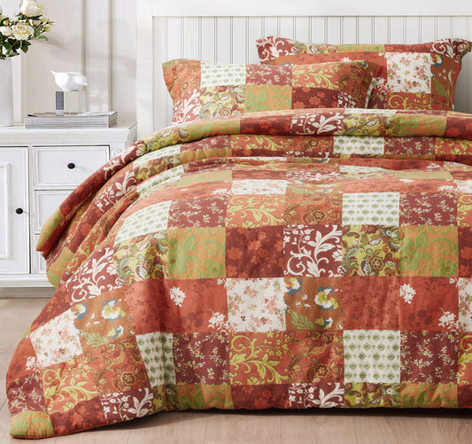 Leilani Bohemian Print Floral Patchwork Cotton Comforter Set