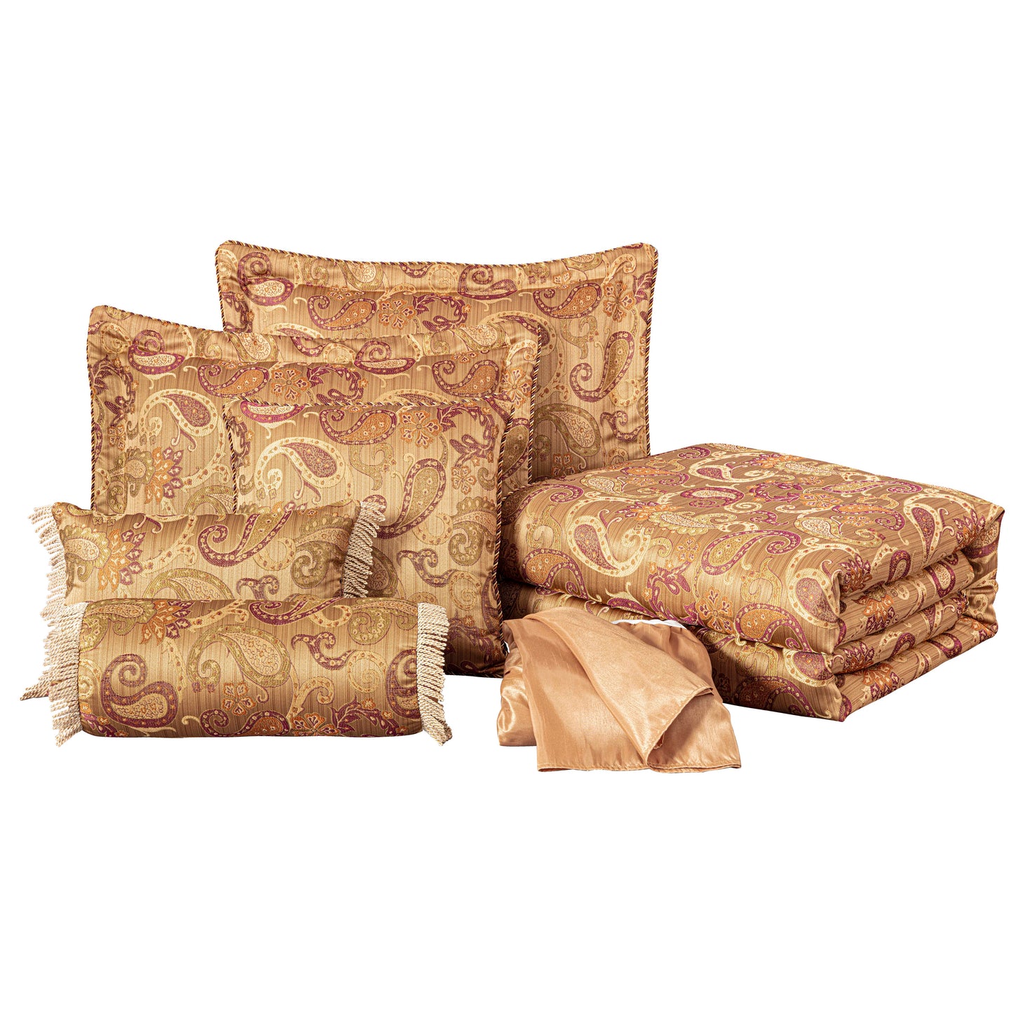Adelle 7-Piece Paisley Jacquard Embroidered Comforter