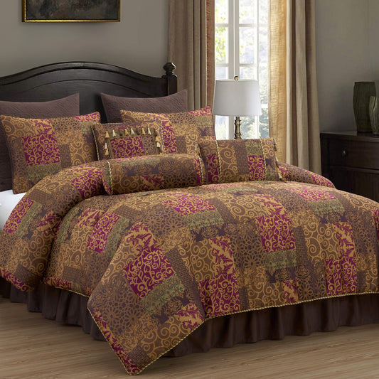 Amelia 9-Piece Floral Jacquard Patchwork Comforter Set
