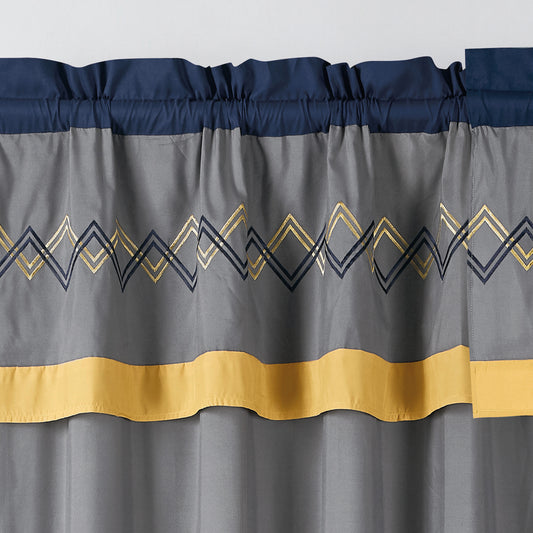 Arden 4-Piece Modern Zigzag Embroidery Window Curtain Set