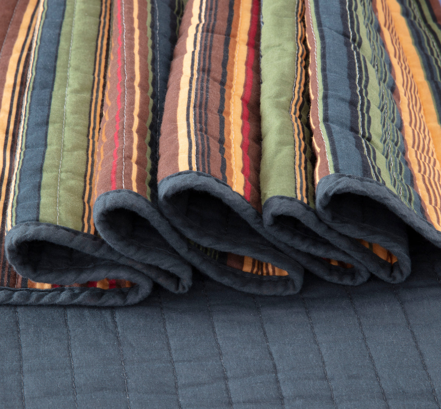 Avery Multi-Color Striped Cotton Quilt Set