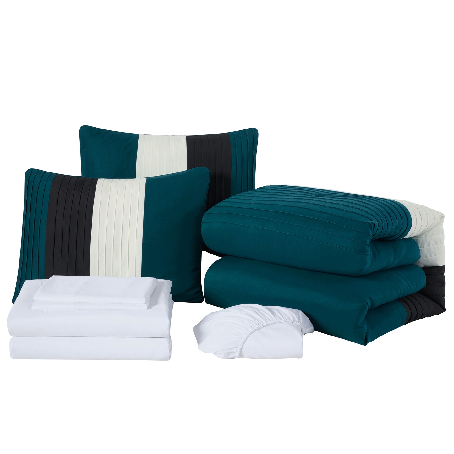 Briar Pleated Stripe Bed in a Bag Comforter Set