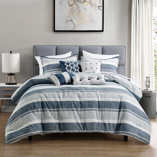 7-Piece Yarn-Dyed Striped Lightweight Jacquard Comforter Set
