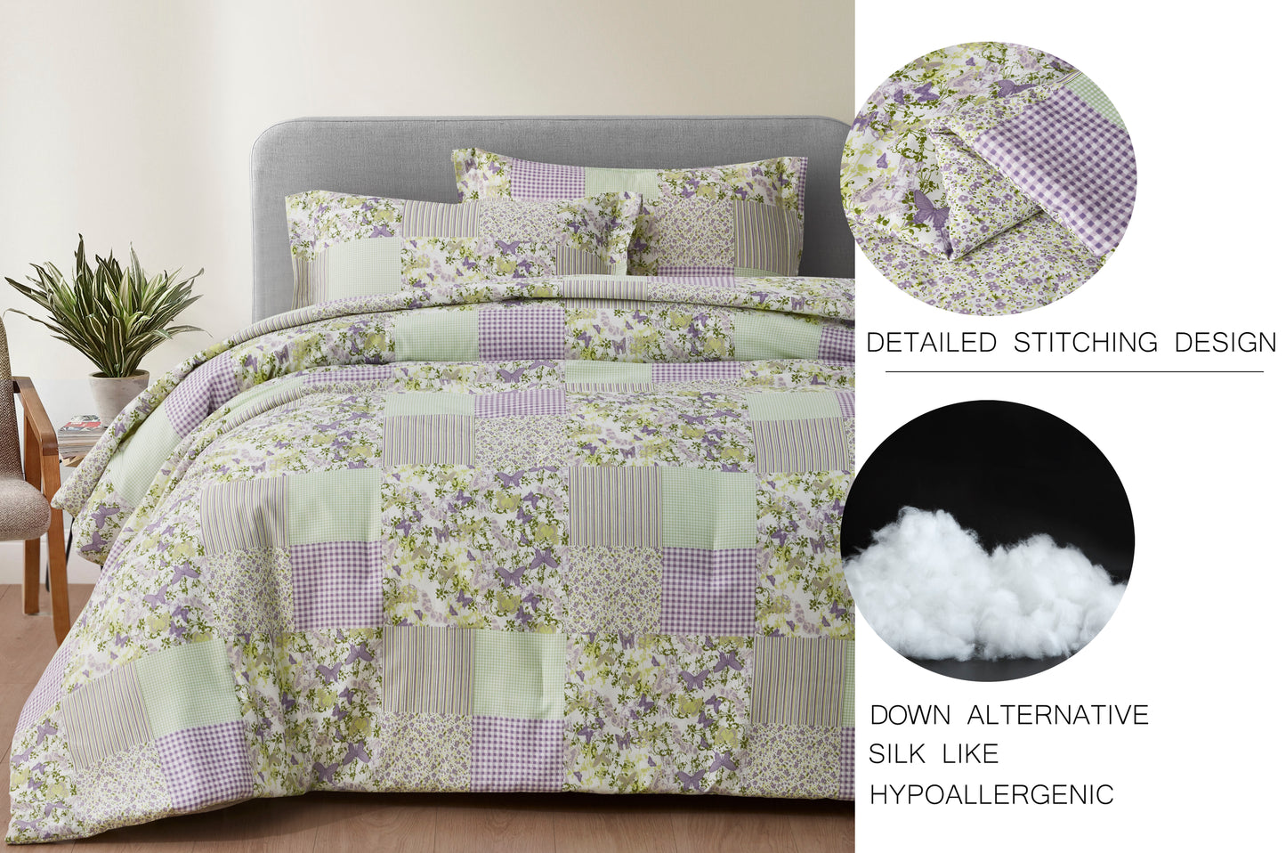 2/3-Piece Printed Pre-Washed Microfiber Lightweight Comforter Set