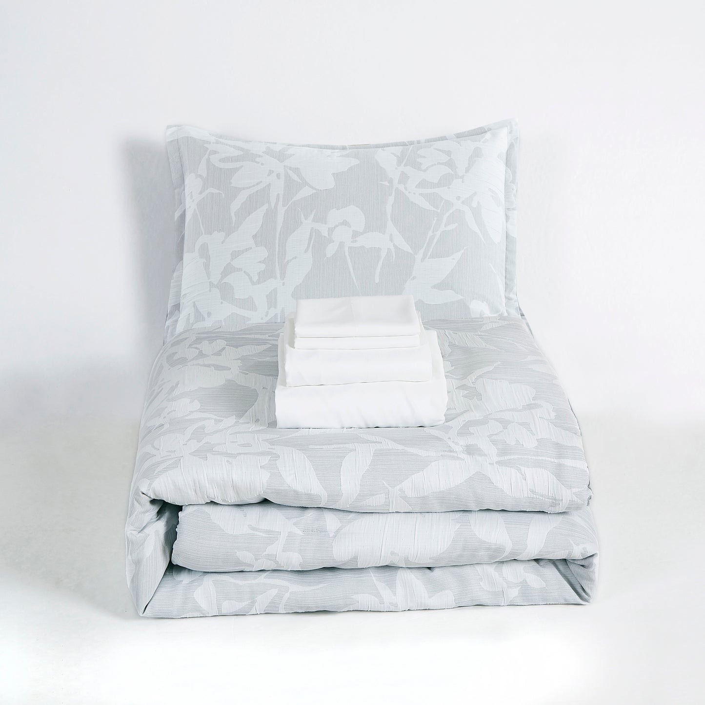 Freesia 7-Piece Floral Jacquard Textured Bed in a Bag Comforter Set