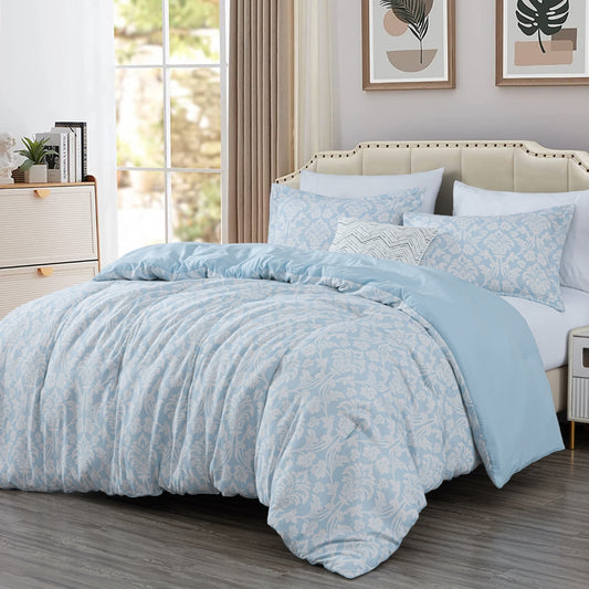 Ivy Floral Medallion Printed Microfiber Comforter Bedding Set