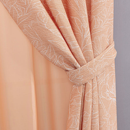 Katrina 4-Piece Elegant Jacquard Floral Botanical Grommet Window Curtain Set