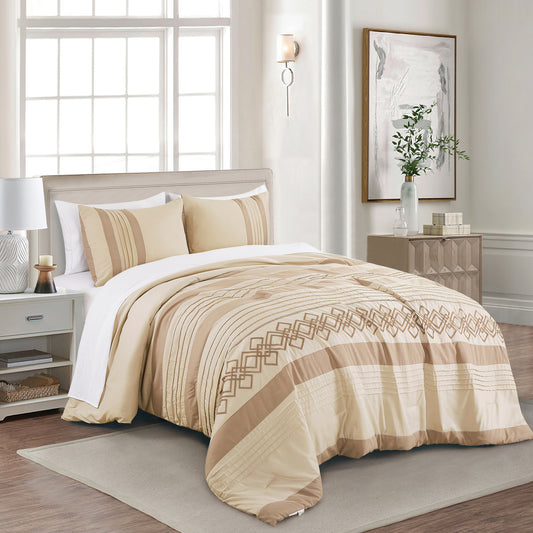Liliana 7-Piece Geometric Embroidery Bed in a Bag Comforter Set