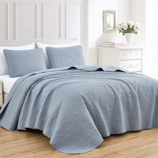 Luca Floral Medallion Embossed Oversized Bedspread Coverlet Set