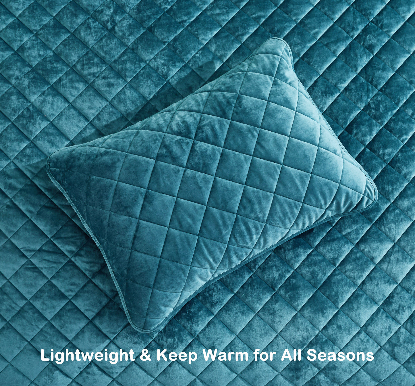 Lux Diamond Stitched Distressed Velvet Quilt Set