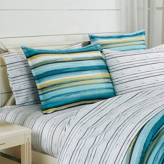 7-Piece Multicolor Printed Microfiber Bed in a Bag Comforter Set With Sheet Set