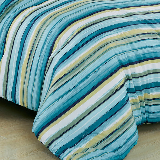 2/3-Piece Plaid Striped Printed Microfiber Comforter for All Season