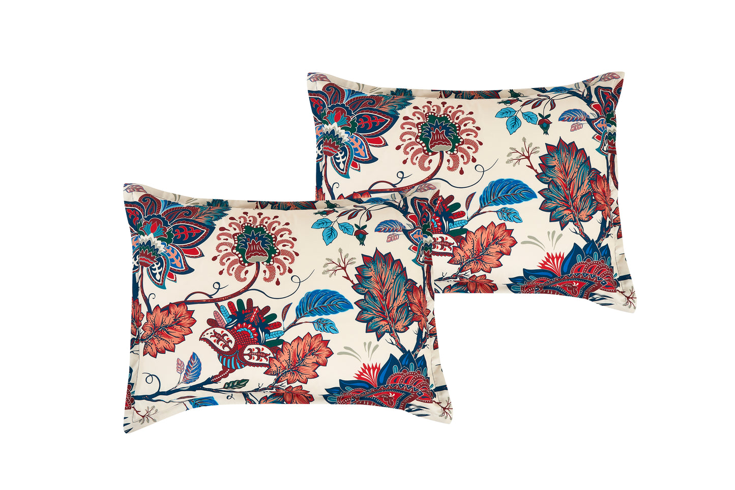 Paradise 7-Piece Multicolor Red Blue Cream Floral Printed Microfiber Comforter Set