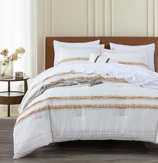 Rana Boho Clip Jacquard Textured Bed in a Bag Set Comforter Set with Bed Sheets