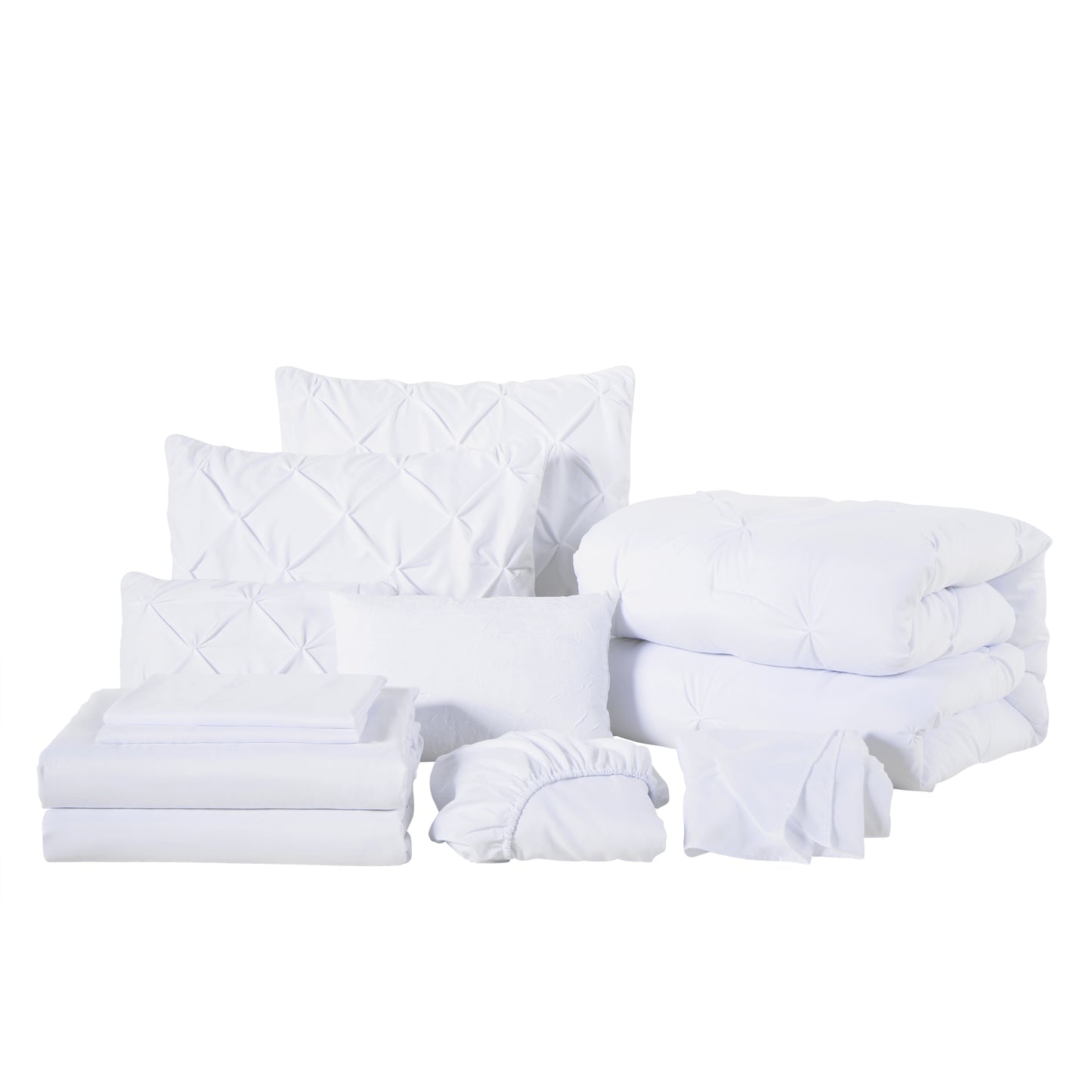 10-Piece Bed in a Bag Pintuck Design Comforter Set - Soft Microfiber Bedding with Sheets, Shams & Decorative Pillow