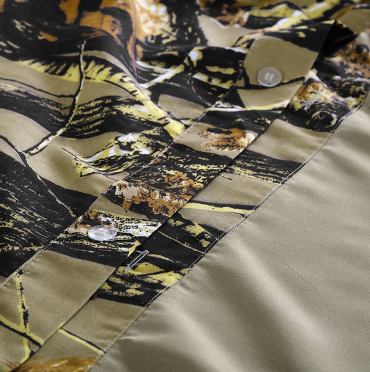 Salem 3-Piece Cabin Lodge Nature Camo Tree Leaves Printed Duvet Cover Set with Button Closure