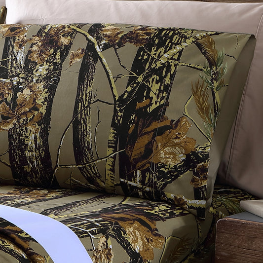 Salem Cabin Lodge Forest Woods Camouflage Bed Sheet Set