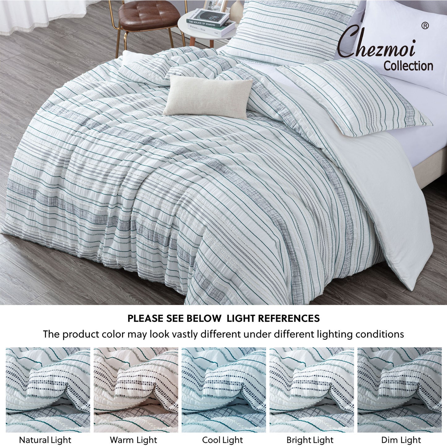 Sophie 6-Piece Boho Clip Jacquard Textured Comforter with Pillow Cushion