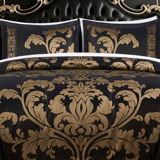 Valor 7-Piece Luxury Jacquard Floral Bed in a Bag Comforter Set