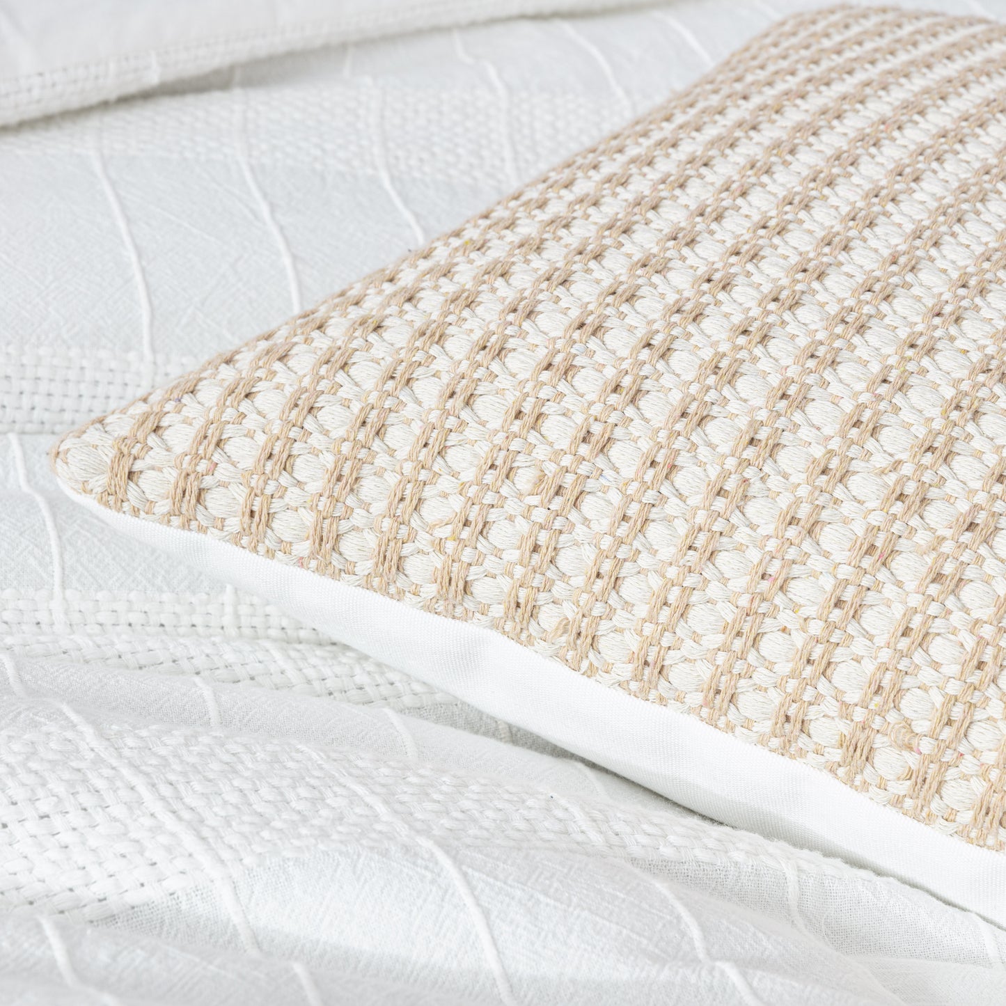 Yuki Cotton Clip Jacquard Textured Tufted Basket Weave Comforter Set with Pillow Cushion