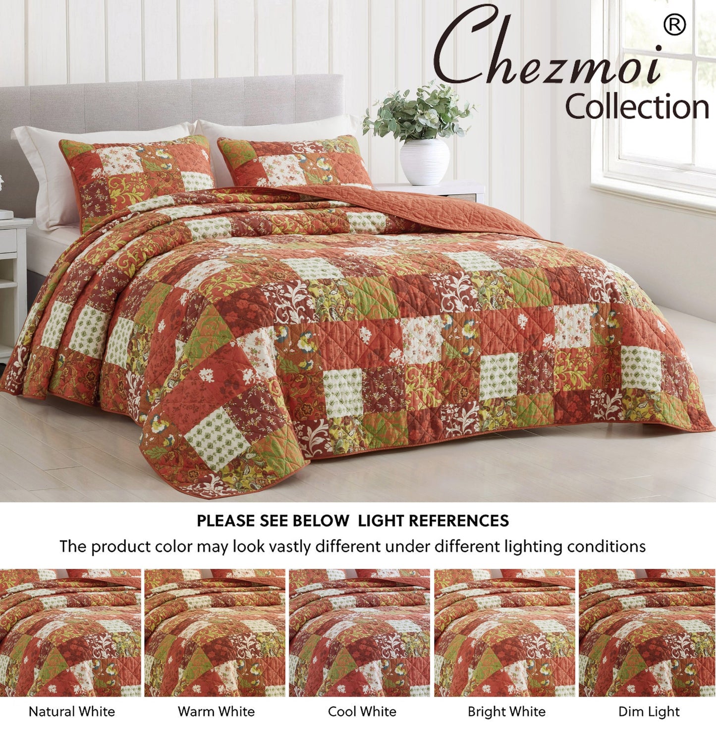 Leilani Bohemian Printed Floral Patchwork Cotton Quilt Set