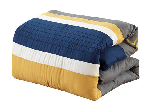 Arden 7-Piece Modern Stripe Embroidery Zigzag Comforter Set
