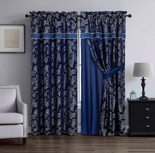 Tuscany Paisley Floral Jacquard Window Curtain Set