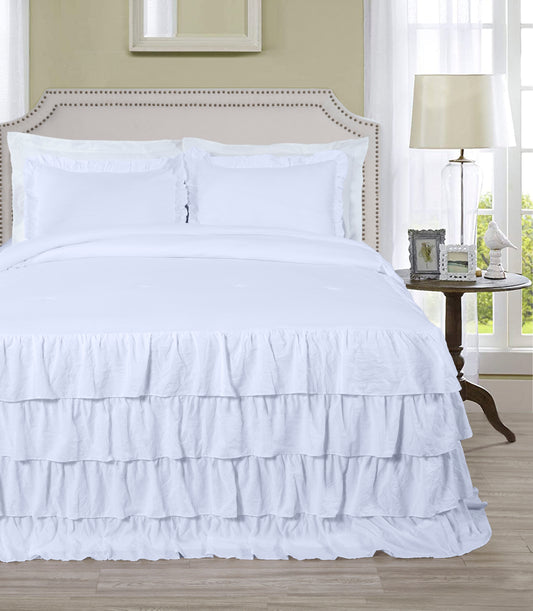 Celia French Country Chic Waterfall Ruffle Skirt Bedspread Set