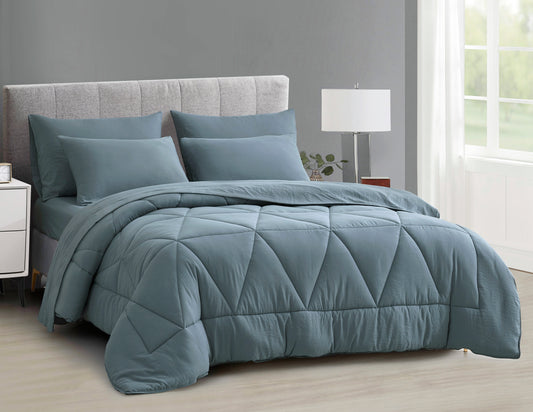 Jasper Geometric Triangle Stitch Bed in a Bag Comforter Set