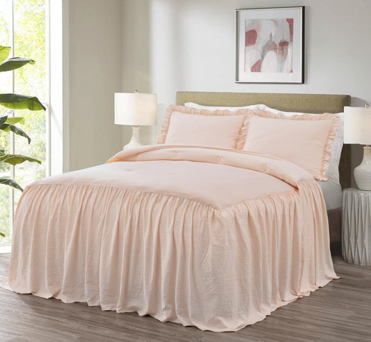 Sinclair French Country Chic Farmhouse Ruffle Skirt Bedspread Set
