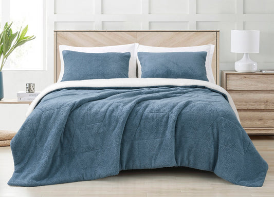 Wynne Honeycomb Sherpa Reversible Comforter Set