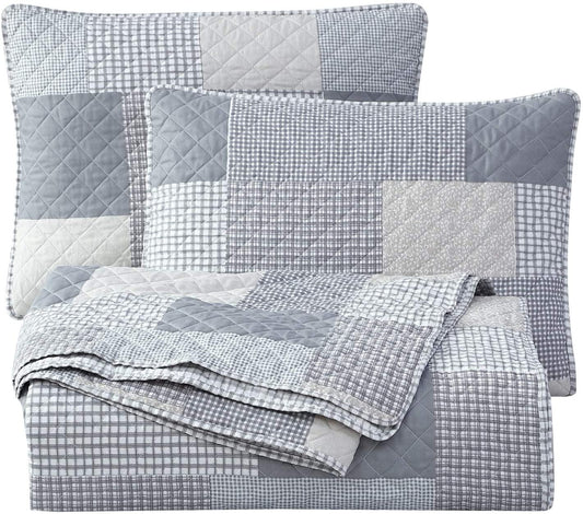 Anderson 3-Piece Plaid Patchwork Reversible Quilt Set