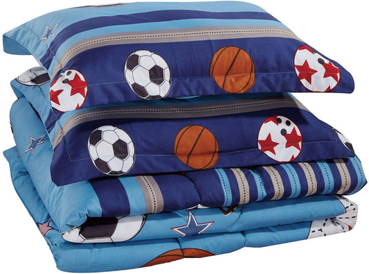 Kids/Teens Sports Comforter Set with Fitted Sheet