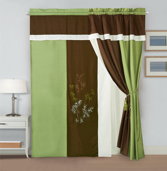 Bengal 4-Piece Luxury Bamboo Embroidery Window Curtain Set