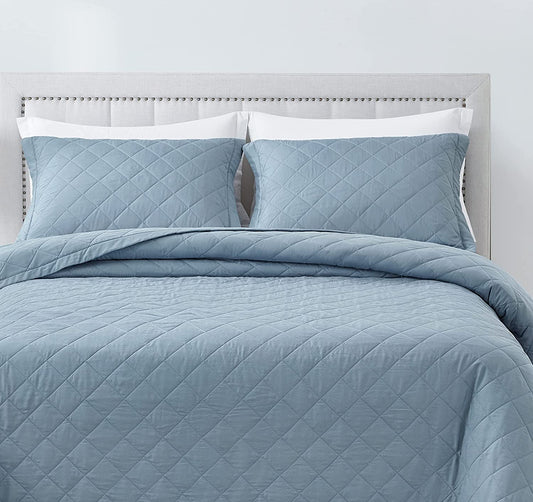 Owen 3-Piece Bamboo Fiber Diamond Quilted Coverlet Set
