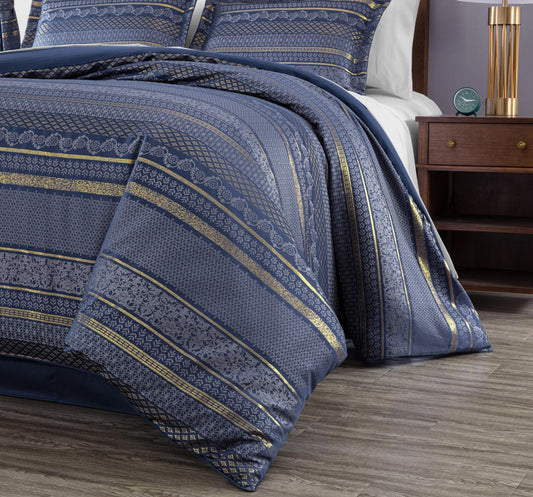 Caesar 7-Piece Floral Geometric Jacquard Bed in a Bag Comforter Set