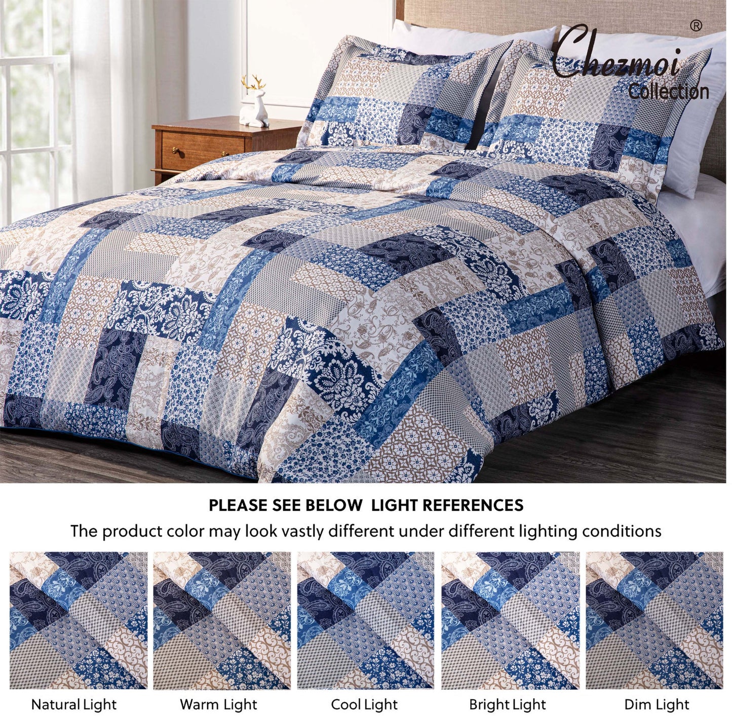 Kai 3-Piece Floral Paisley Patchwork Printed Comforter Set