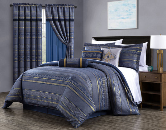 Rio 7-Piece Floral Geometric Jacquard Comforter Set