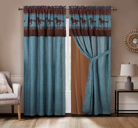 Sedona 4-piece Southwestern Wild Horses Window Curtain Set