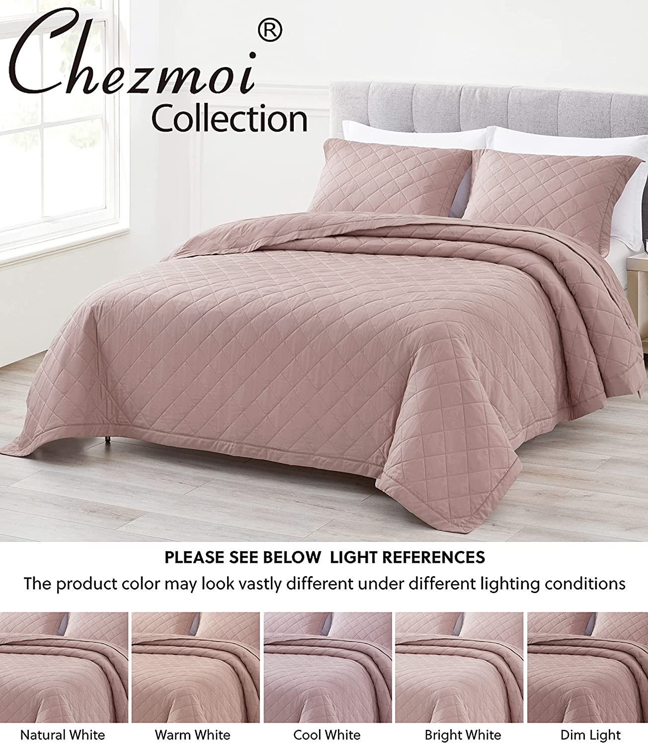 Owen 3-Piece Bamboo Fiber Diamond Quilted Coverlet Set