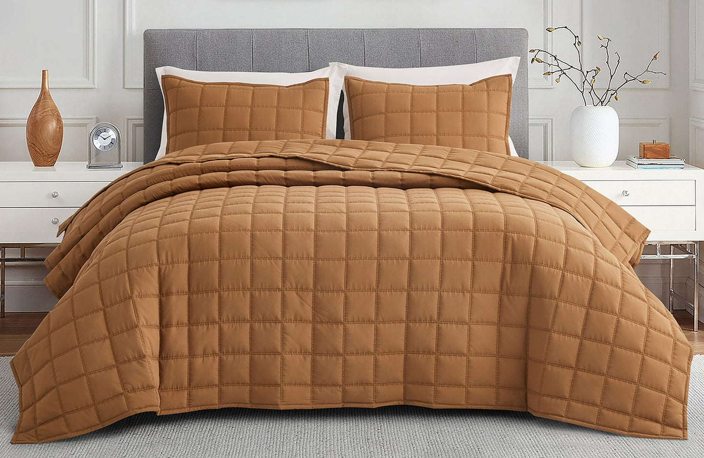 Cosmo Tencel Modal Blend Square Stitched Quilt Set