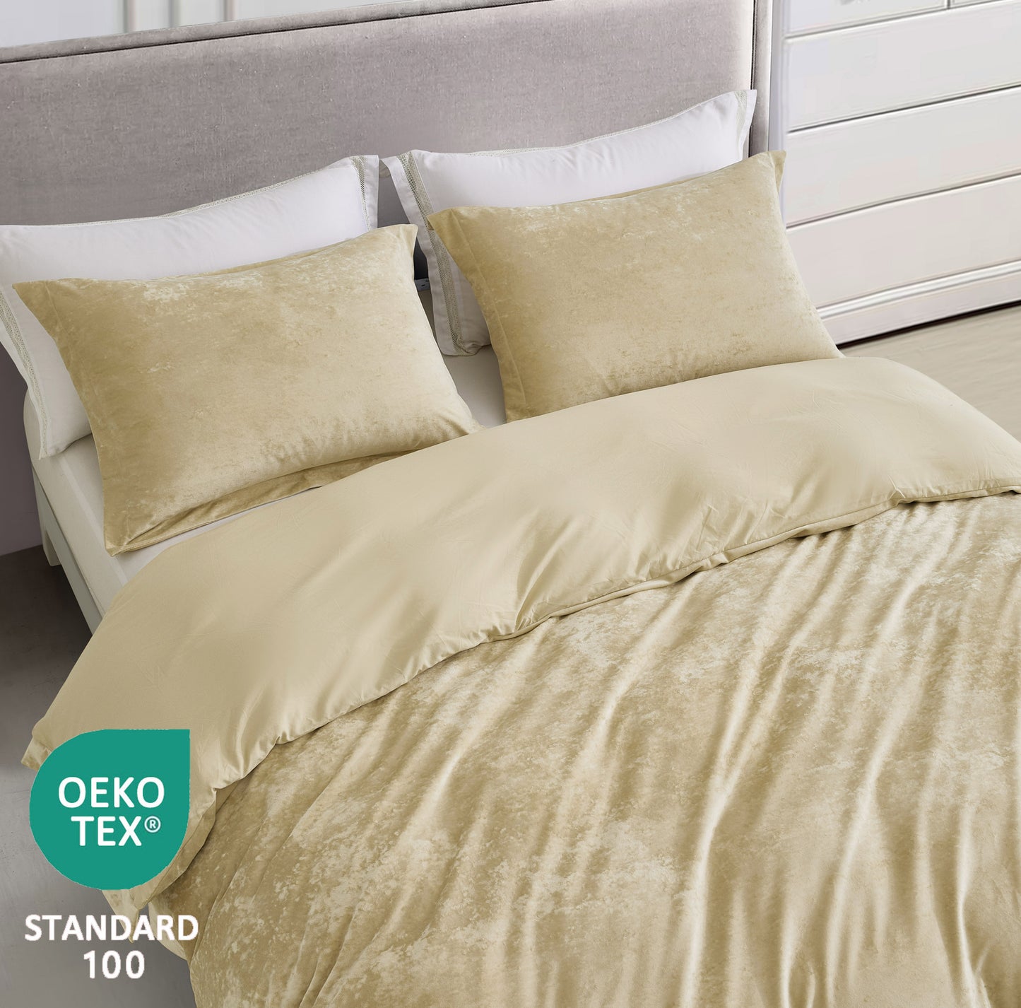 Piers Luxurious Distressed Velvet Duvet Cover Set