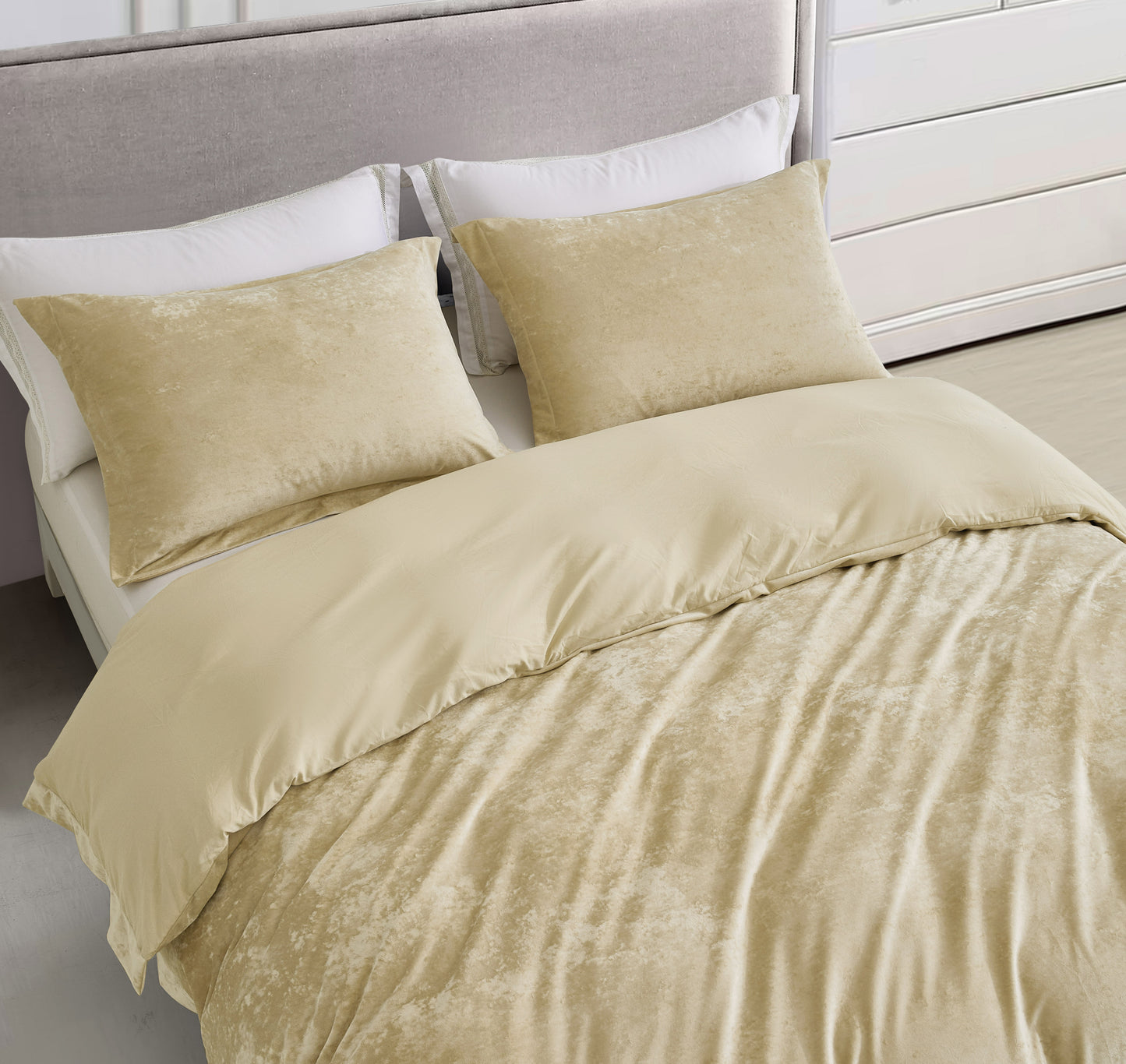 Piers Luxurious Distressed Velvet Duvet Cover Set