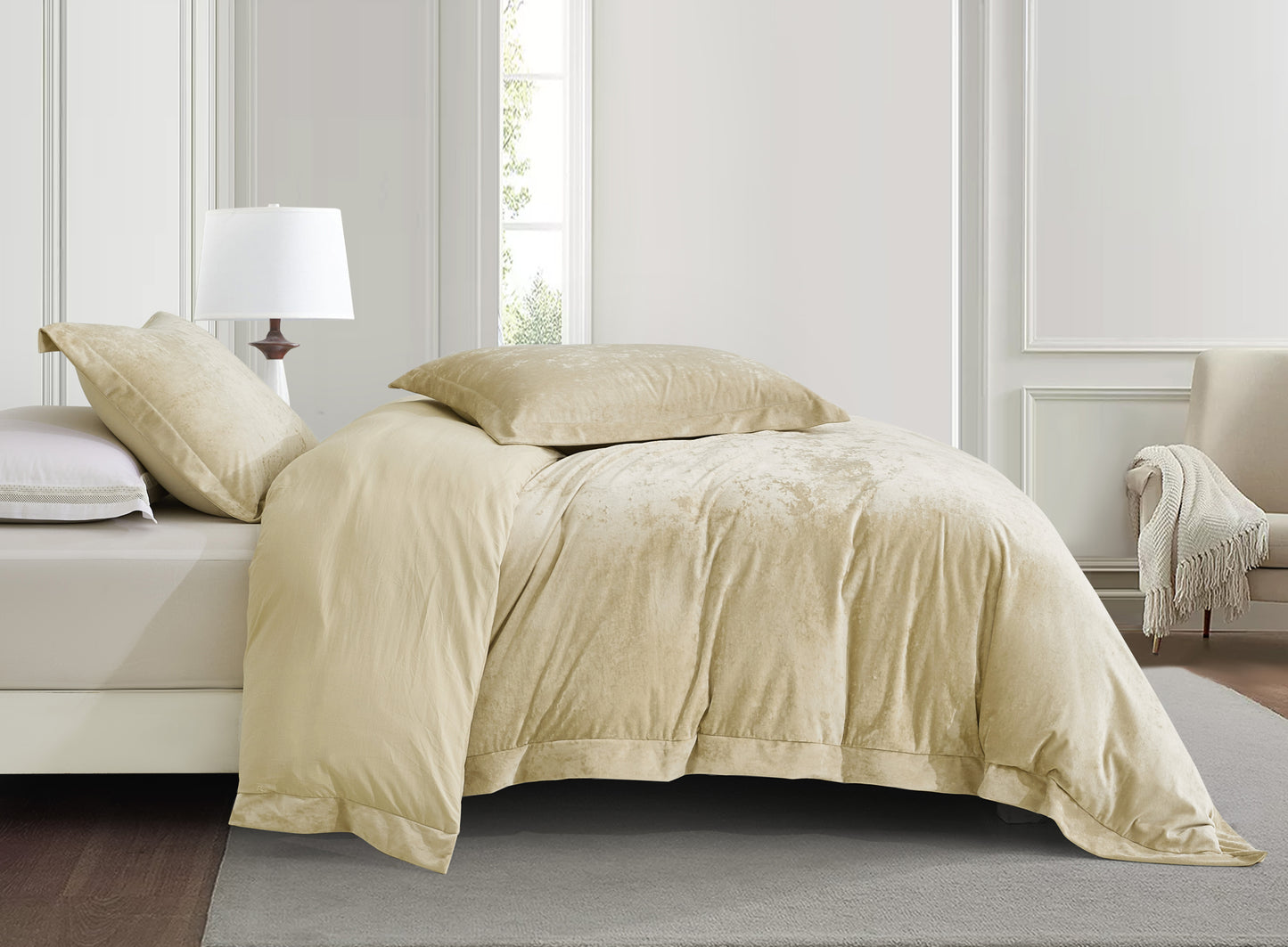 Piers Luxurious Distressed Velvet Duvet Cover Set