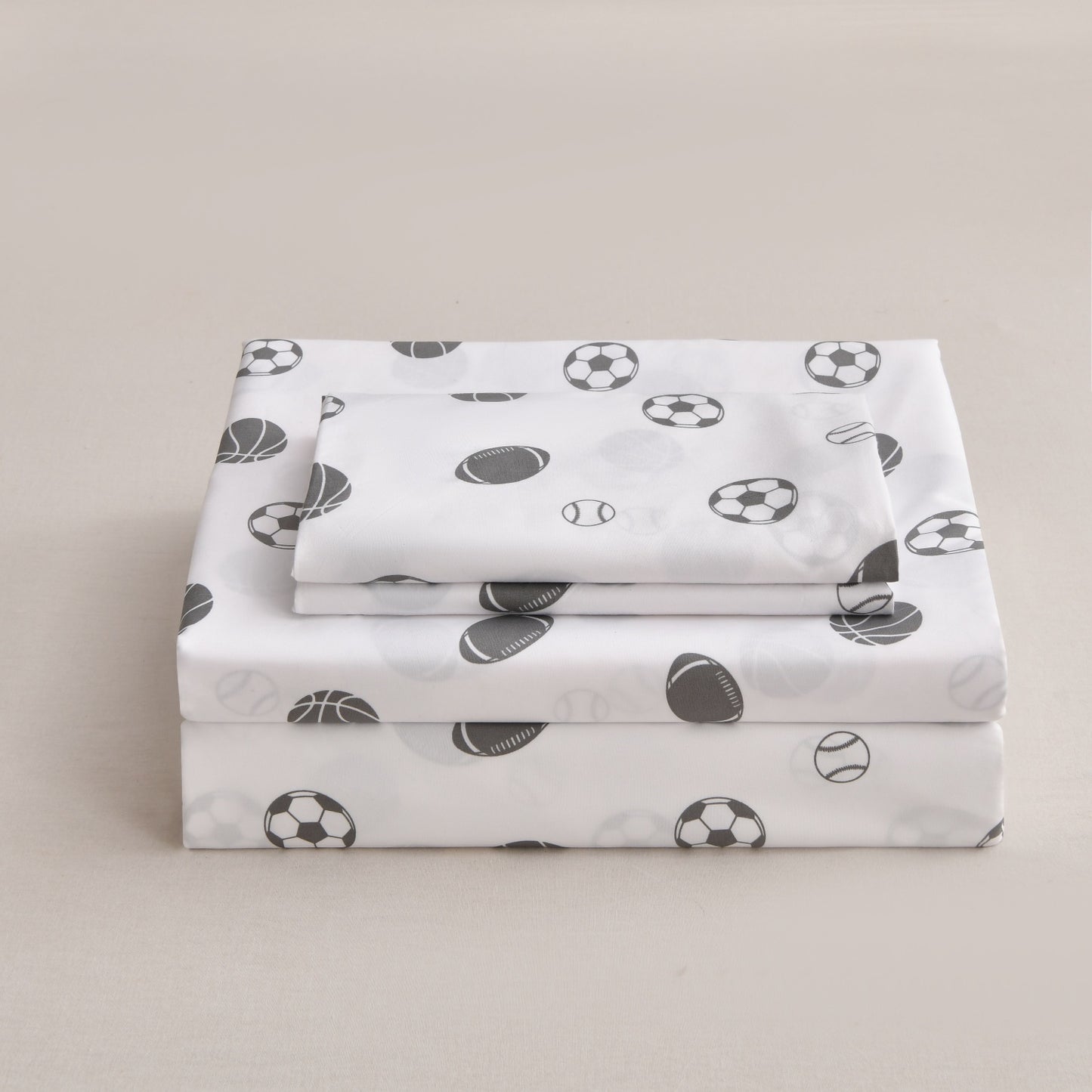 2-Pack Kids/Teens Sports Printed Fitted Sheet Set – 2 Fitted Sheets + 4 Pillowcases (No Flat Sheet)