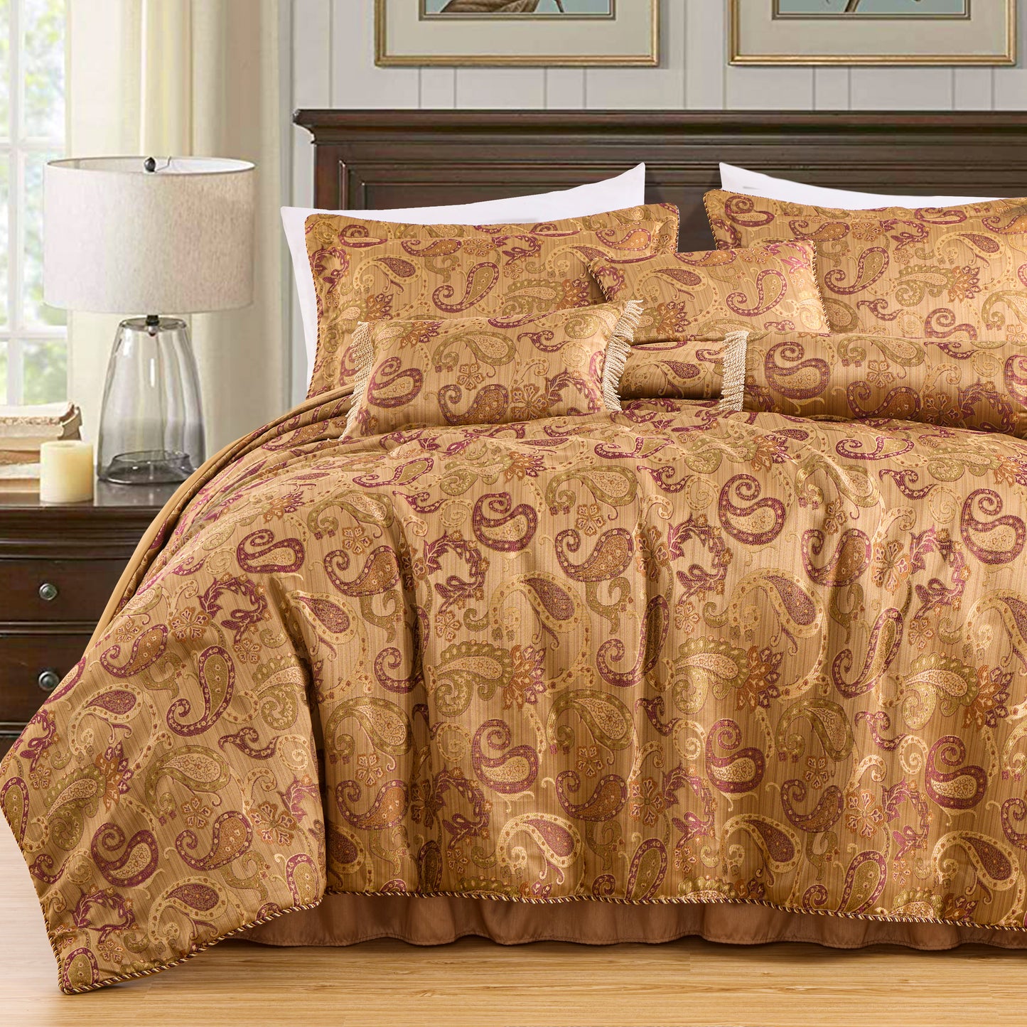 Adelle 7-Piece Paisley Jacquard Embroidered Comforter