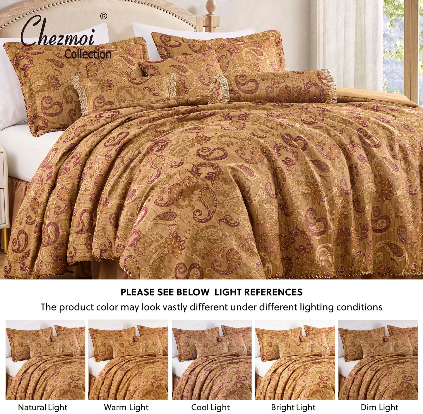 Adelle 7-Piece Paisley Jacquard Embroidered Comforter