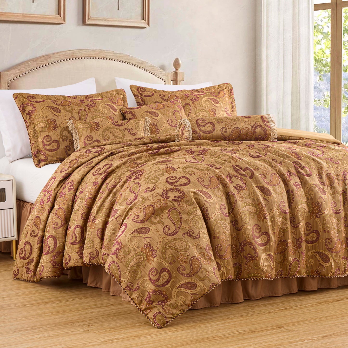Adelle 7-Piece Paisley Jacquard Embroidered Comforter