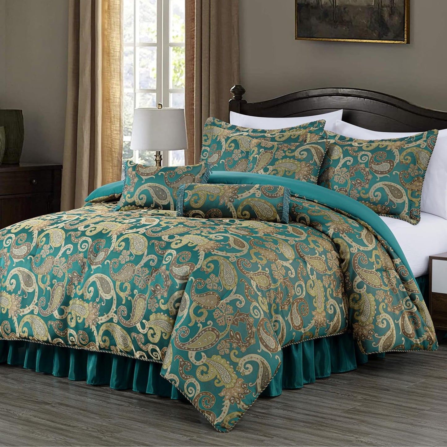 Adelle 7-Piece Paisley Jacquard Embroidered Comforter