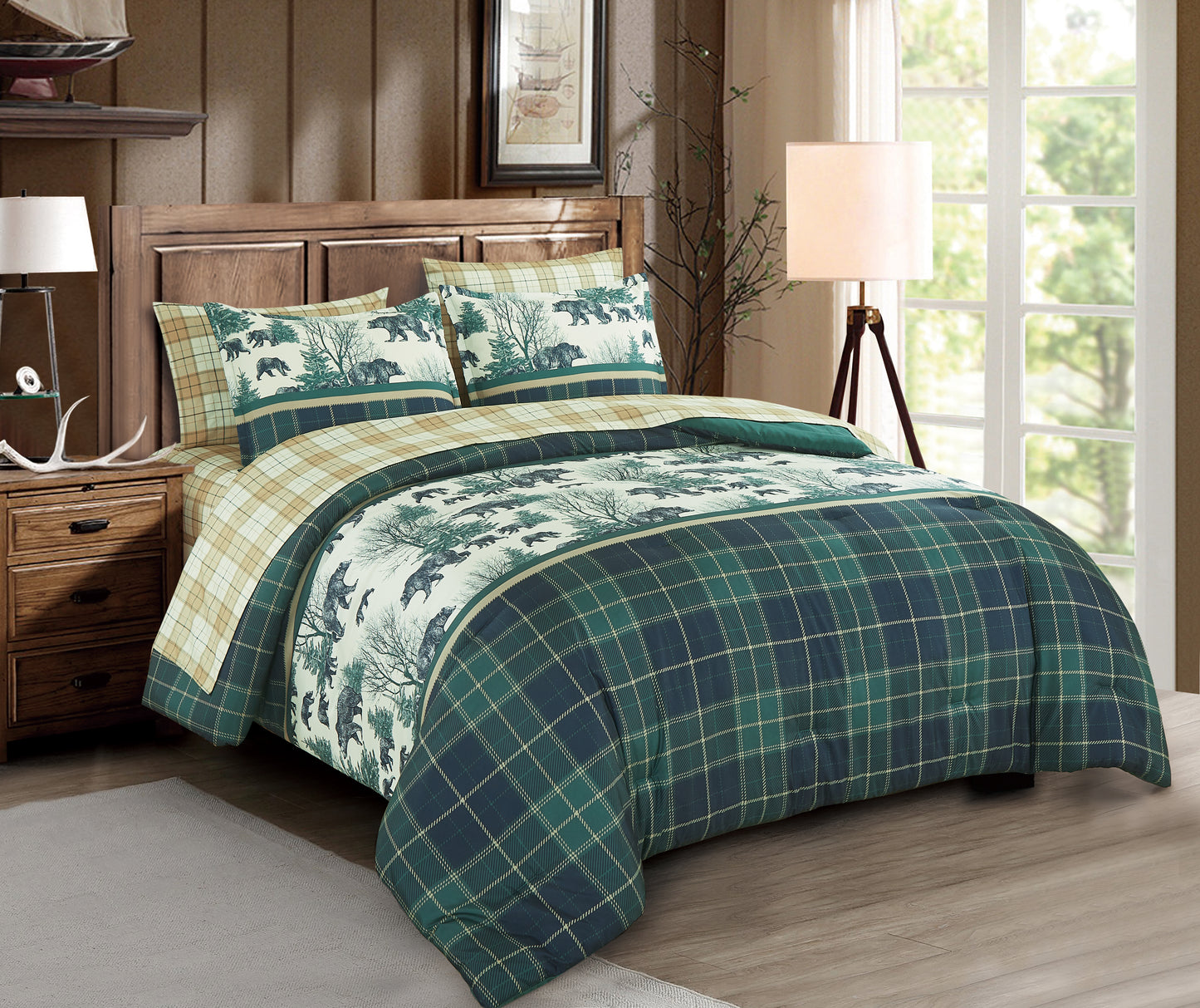 7-Piece Multicolor Printed Microfiber Bed in a Bag Comforter Set With Sheet Set